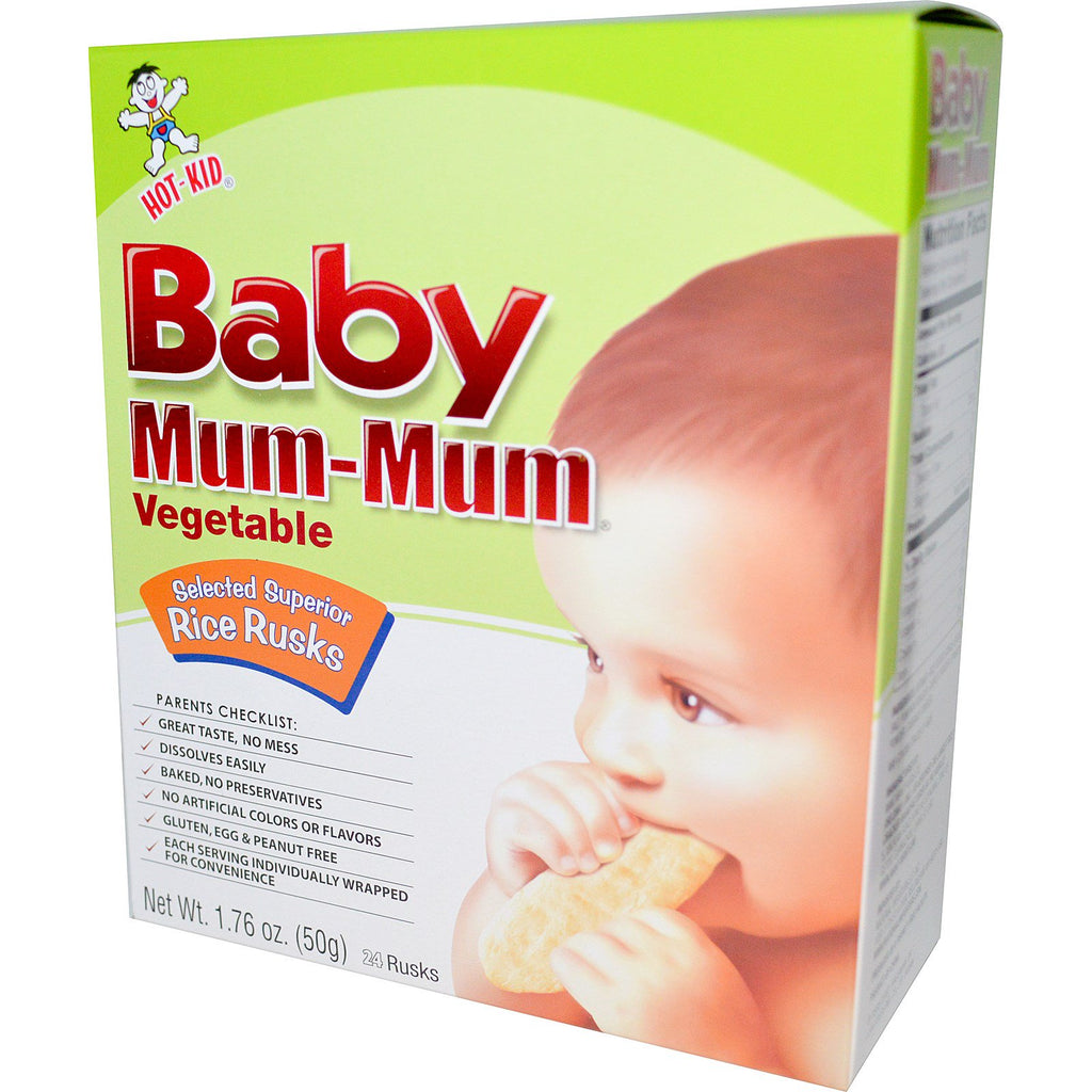 Hot Kid, بسكويت الأرز بالخضار Baby Mum-Mum، 24 بقسماط، 1.76 أونصة (50 جم)