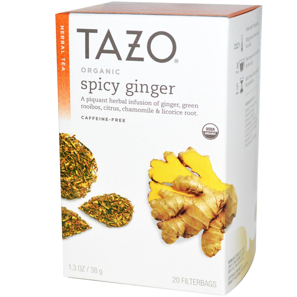 Tazo Teas, té de hierbas, jengibre picante, sin cafeína, 20 bolsas filtrantes, 1,3 oz (38 g)