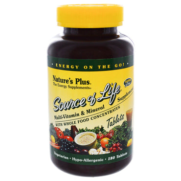 Nature's Plus, Source of Life, Multi-Vitamin & Mineral Supplement, 180 Tablets