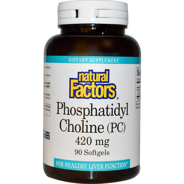 Naturlige faktorer, phosphatidylcholin (PC), 420 mg, 90 softgels