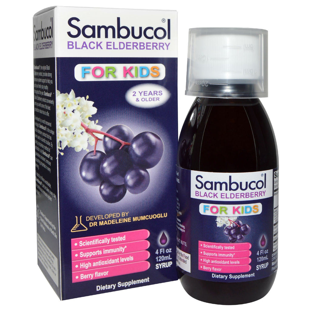 Sambucol, sort hyldebær, immunsystemstøtte, til børn, sirup, 4 fl oz (120 ml)