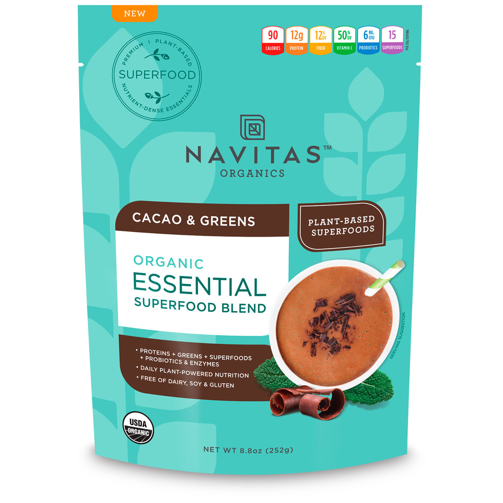 Navitas s, Miscela di superalimenti essenziali, cacao e verdure, 8,8 once (252 g)