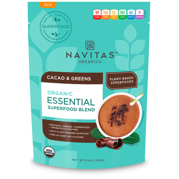 Navitas s, Mélange de superaliments essentiels, cacao et légumes verts, 8,8 oz (252 g)