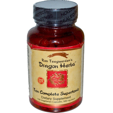 Dragon Herbs, Dix Supertoniques Complets, 500 mg, 100 Capsules