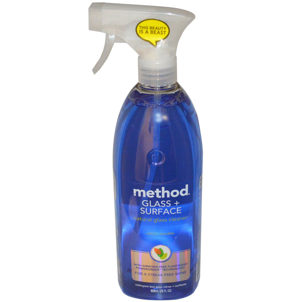 Method, Glass + Surface, Natural Glass Cleaner, Mint, 28 fl oz (828 ml)