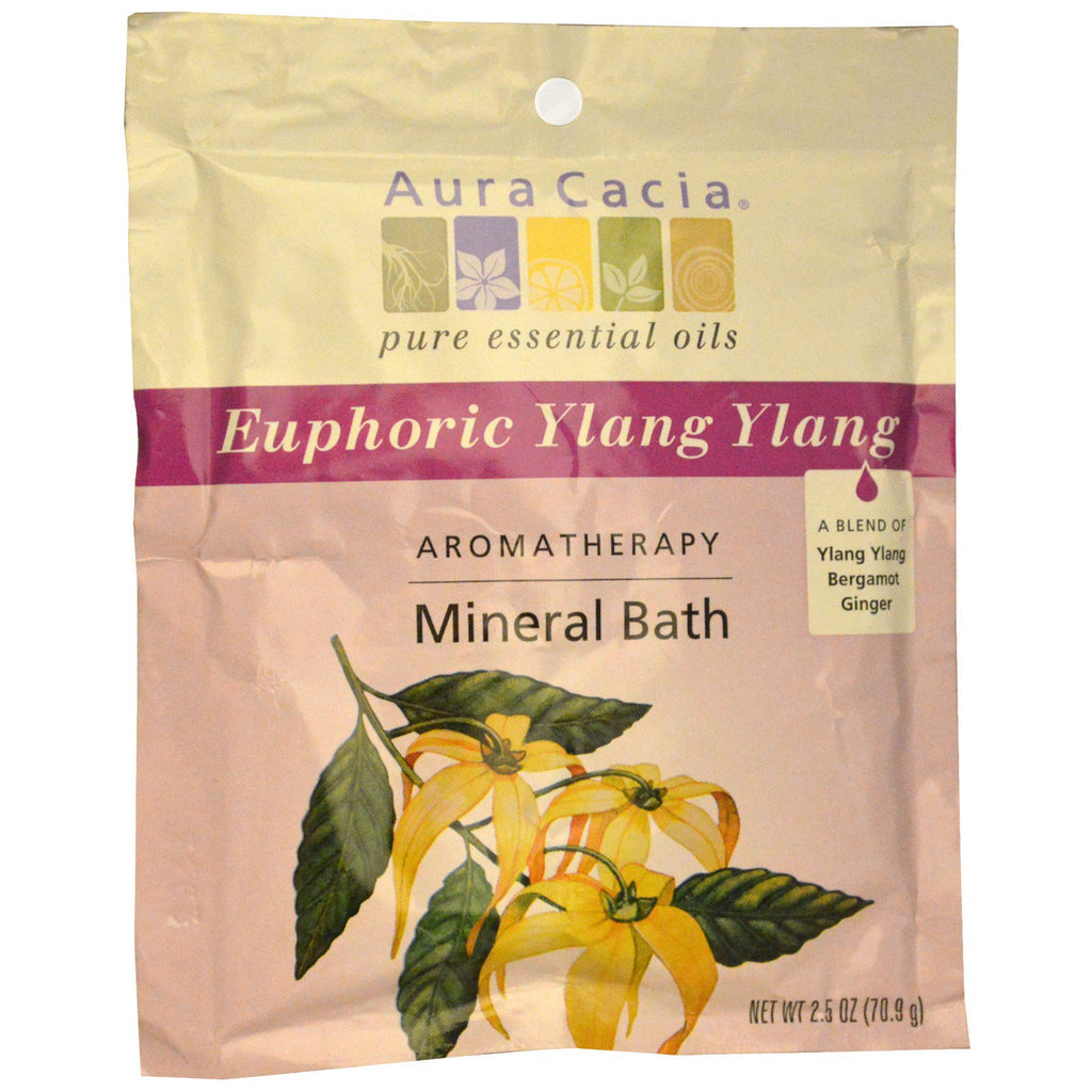 Aura Cacia, mineraalbad met aromatherapie, euforische ylang ylang, 2,5 oz (70,9 g)