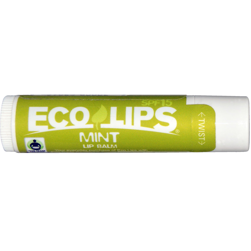 Eco Lips Inc., Balsam do ust, SPF 15, Mięta, 0,15 uncji (4,25 g)
