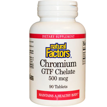 Naturlige faktorer, Chromium GTF Chelate, 500 mcg, 90 tabletter