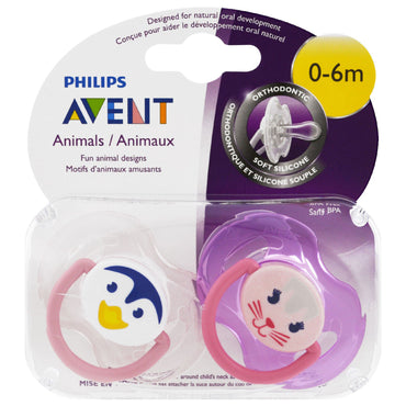 Philips Avent, Orthodontic, Soft Silicone Pacifier, 0-6 Months, 2 Pack