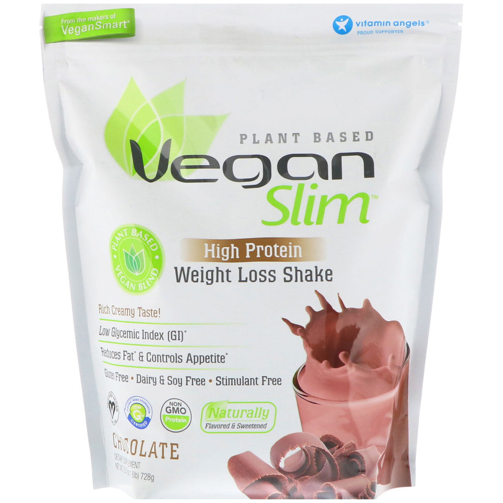 VeganSmart, Vegan Slim, Viktminskningsshake, Choklad, 25,7 oz (728 g)
