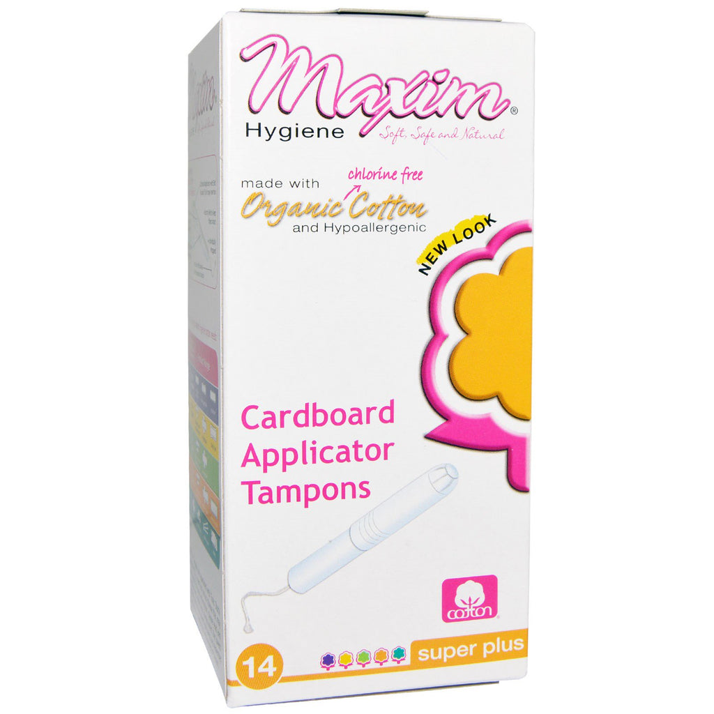 Maxim Hygiene Products, tampons applicateurs en carton de coton, Super Plus, 14 tampons