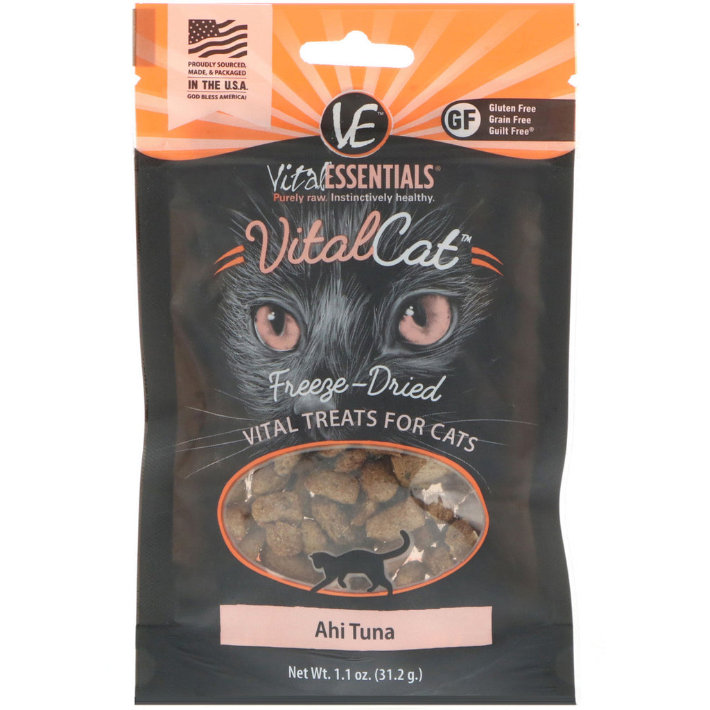 Vital Essentials, Vital Cat, פינוקים מיובשים בהקפאה לחתולים, אהי טונה, 1.1 אונקיות (31.2 גרם)