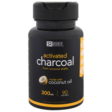 Sports Research, Charbon actif de coques de noix de coco, 300 mg, 90 gélules