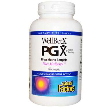 Natural Factors, WellBetX PGX, más morera, 180 cápsulas blandas