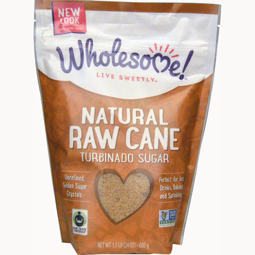 Wholesome Sweeteners, Inc., Cana Crua Natural, Açúcar Turbinado, 1,5 lbs (24 onças) - 680 g