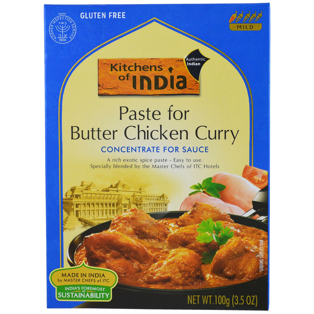 Kitchens of India, pasta för butter chicken curry, koncentrat för sås, mild, 3,5 oz (100 g)