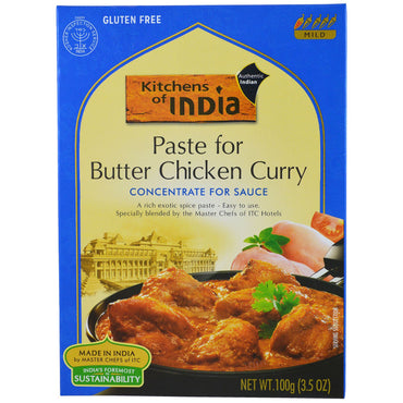Kitchens of India, Pasta para pollo al curry con mantequilla, concentrado para salsa, suave, 3,5 oz (100 g)