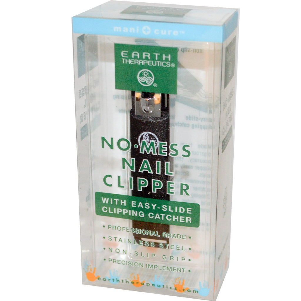 Earth Therapeutics, NoÂ·Mess Nagelklippare, med Easy-Slide Clipping Catcher, 1 Clipper