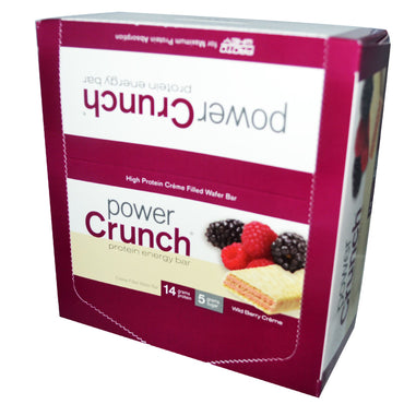 Barre énergétique protéinée BNRG Power Crunch Crème de baies sauvages 12 barres 1,4 oz (40 g) chacune