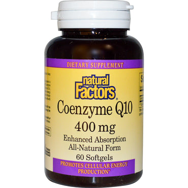 Naturlige faktorer, Coenzym Q10, 400 mg, 60 Softgels