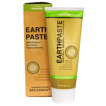 Redmond Trading Company, Earthpaste, Amazingly Natural Toothpaste, Unsweetened, Spearmint, 4 oz (113 g)
