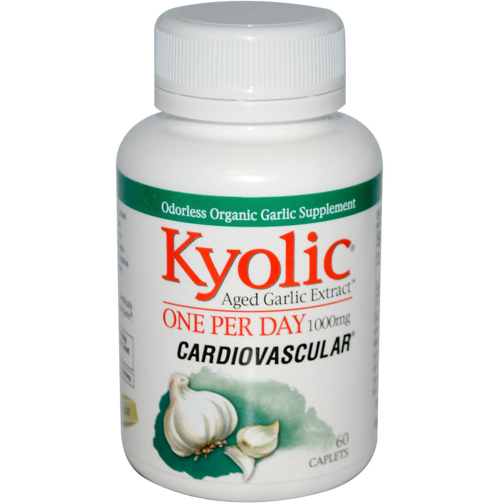 Wakunaga - Kyolic, lagret hvitløksekstrakt, en per dag, kardiovaskulær, 1000 mg, 60 kapsler