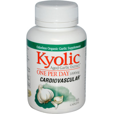 Wakunaga - Kyolic, lagret hvidløgsekstrakt, en om dagen, kardiovaskulær, 1000 mg, 60 kapsler