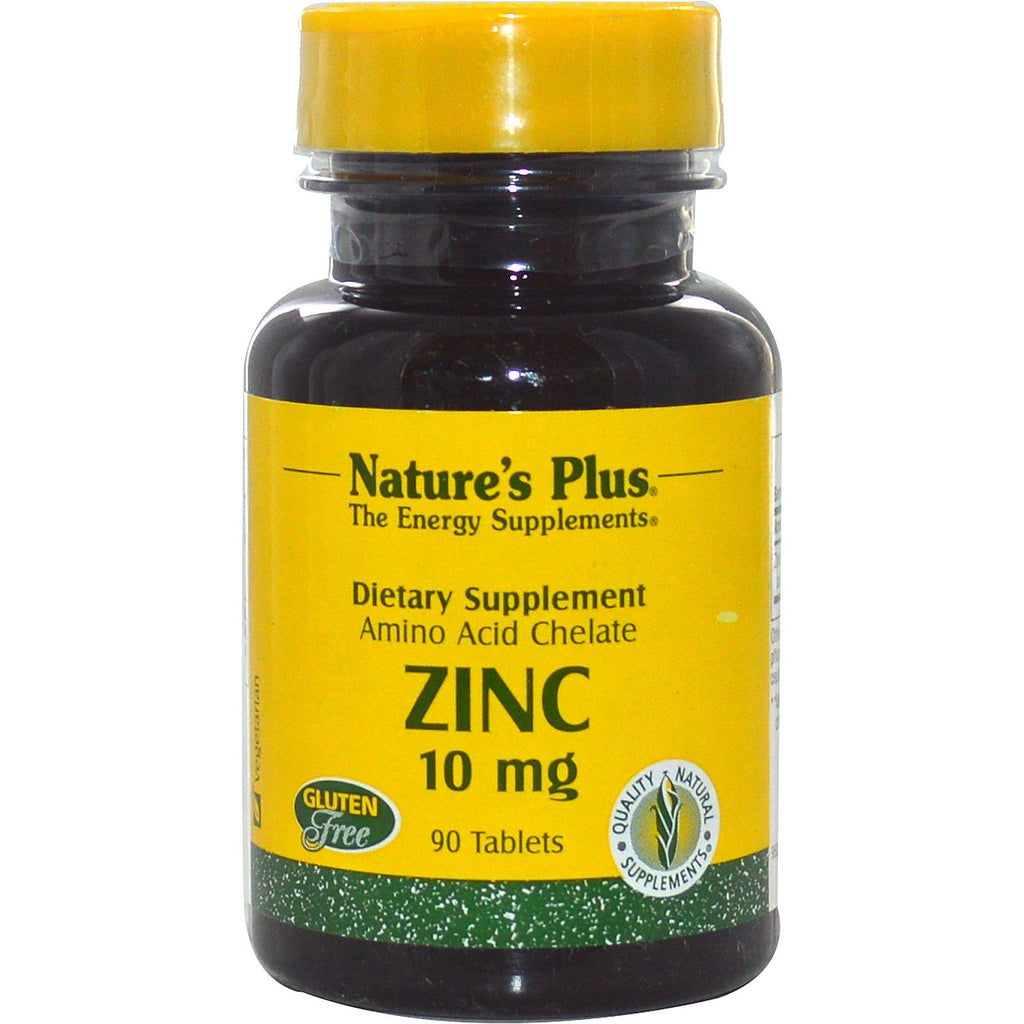 Nature's Plus, Zinco, 10 mg, 90 Comprimidos