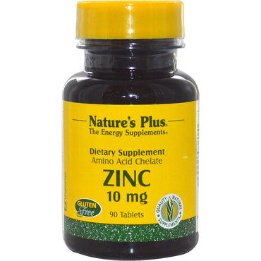 Nature's Plus, Zinco, 10 mg, 90 Comprimidos