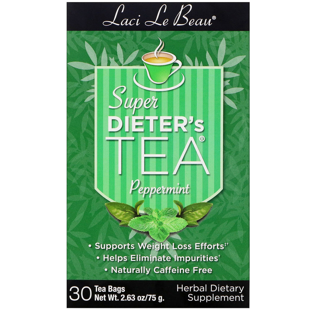 Natrol, Laci Le Beau, Té para personas súper dietéticas, menta, 30 bolsitas de té, 2,63 oz (75 g)