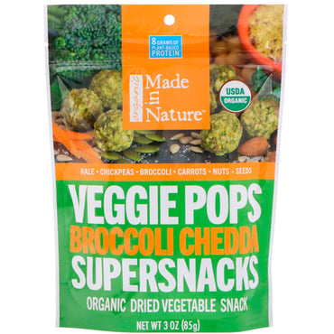 Made in Nature, Veggie Pops, Supersnacks de brócoli y queso chedda, 3 oz (85 g)