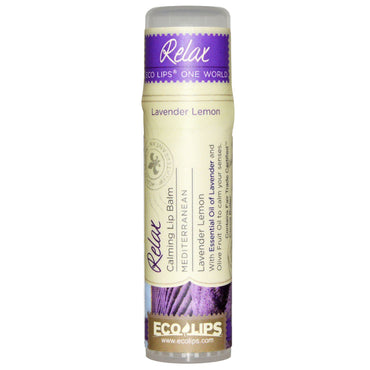 Eco Lips Inc., One World, Calming Lip Balm, Relax, Lavender Lemon, .25 oz (7 g)