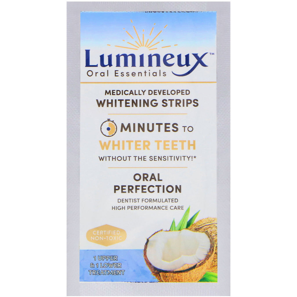 Oral Essentials, Lumineux, tiras blanqueadoras desarrolladas médicamente, 1 tratamiento superior e inferior.