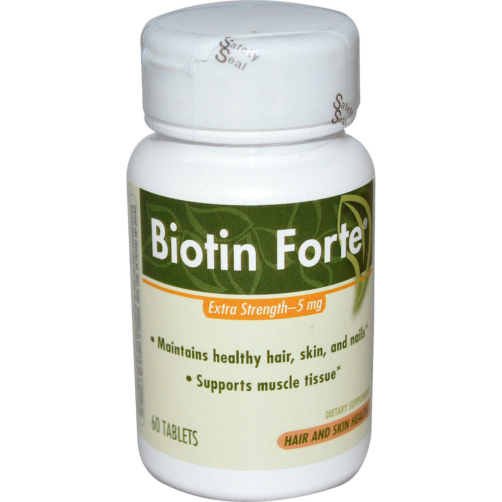 Terapia Enzimática, Biotina Forte, Força Extra, 5 mg, 60 Comprimidos