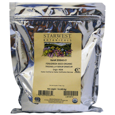 Starwest Botanicals, Fenugreek Seed , 1 lb (453.6 g)