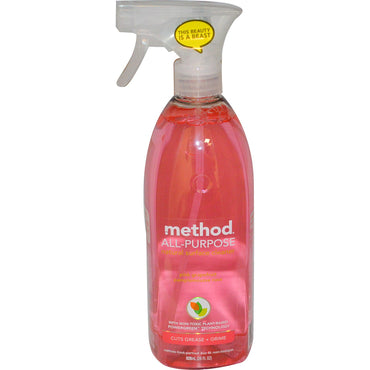 Method, Limpiador de superficies multiusos de origen natural, pomelo rosado, 28 fl oz (828 ml)