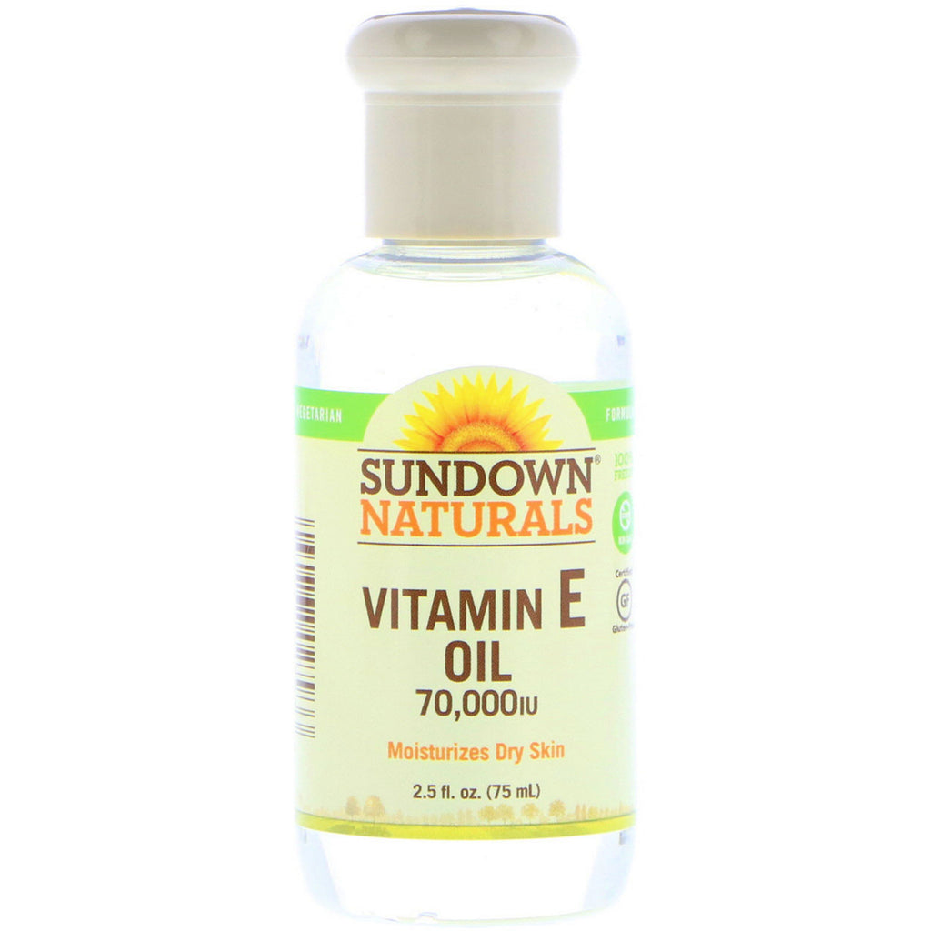 Sundown Naturals, Olejek z witaminą E, 70 000 IU, 2,5 uncji (75 ml)