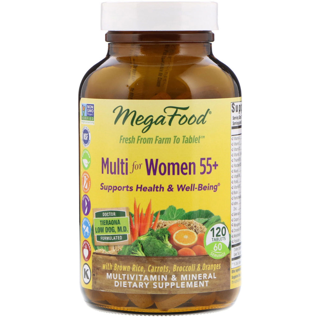MegaFood, Multi för kvinnor 55+, 120 tabletter