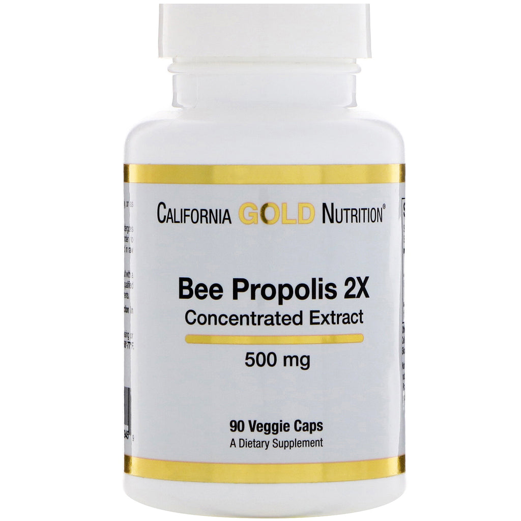 California Gold Nutrition, Bee Propolis 2X, Extrait concentré, 500 mg, 90 gélules végétales