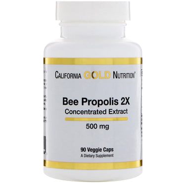 California Gold Nutrition, Propóleo de abeja 2X, extracto concentrado, 500 mg, 90 cápsulas vegetarianas
