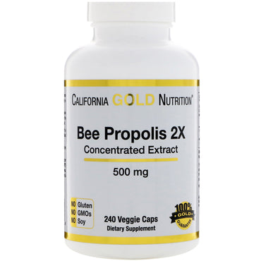 California Gold Nutrition, Propóleo de abeja 2X, extracto concentrado, 500 mg, 240 cápsulas vegetarianas