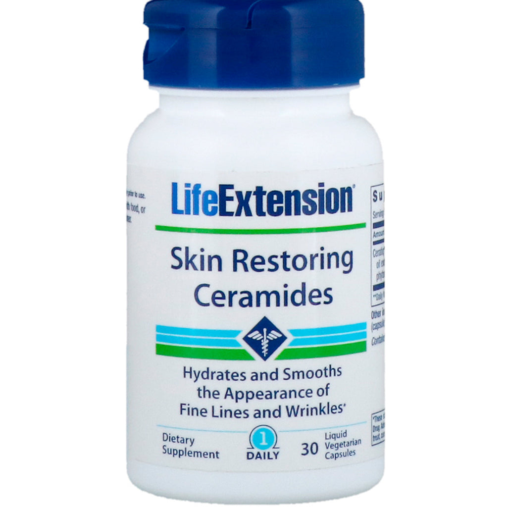 Life extension piel restaurando ceramidas 30 cápsulas vegetales líquidas