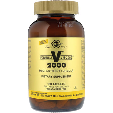 Solgar, Formula VM-2000, Multi-nutrient Formula, 180 Tablets