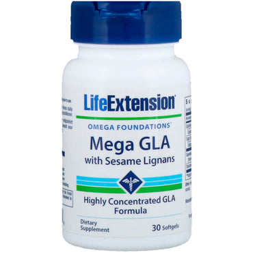 Life Extension, Mega GLA مع قشور السمسم، 30 كبسولة هلامية