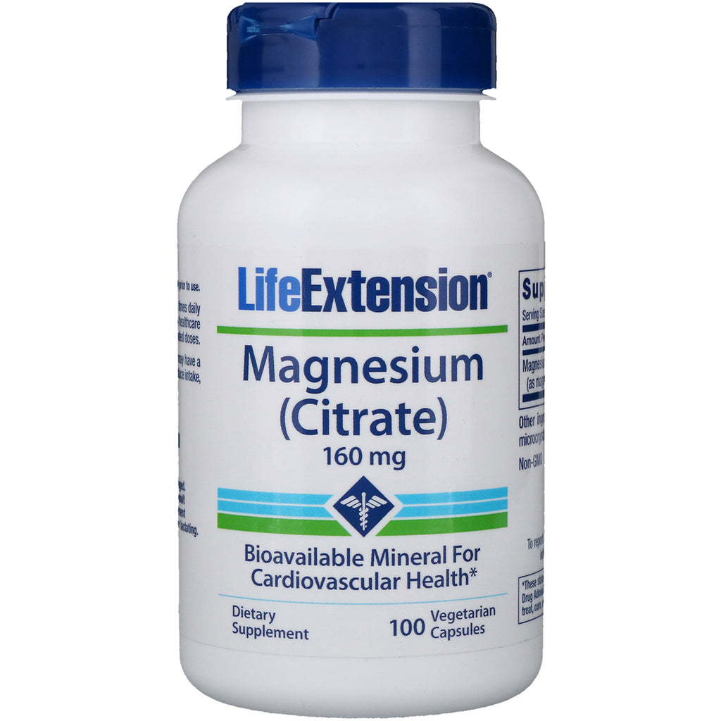 Life Extension, Magnesio (citrato), 160 mg, 100 cápsulas vegetarianas