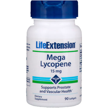 Life Extension, Mega licopeno, 15 mg, 90 cápsulas blandas