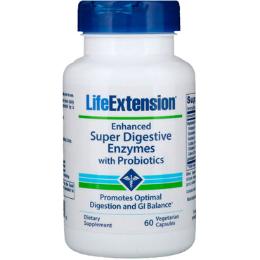 Life Extension, enzimas súper digestivas mejoradas con probióticos, 60 cápsulas vegetarianas