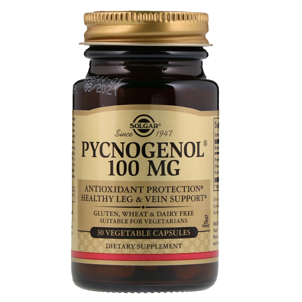 Solgar, Pycnogenol, 100 mg, 30 Cápsulas vegetales