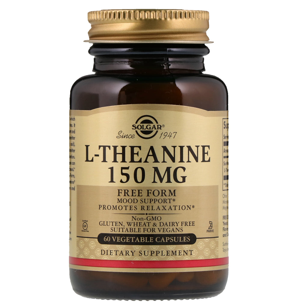 Solgar, L-Theanine, vrije vorm, 150 mg, 60 plantaardige capsules