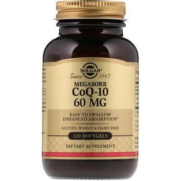 Solgar, Megasorb CoQ-10, 60 mg, 120 Cápsulas Softgel